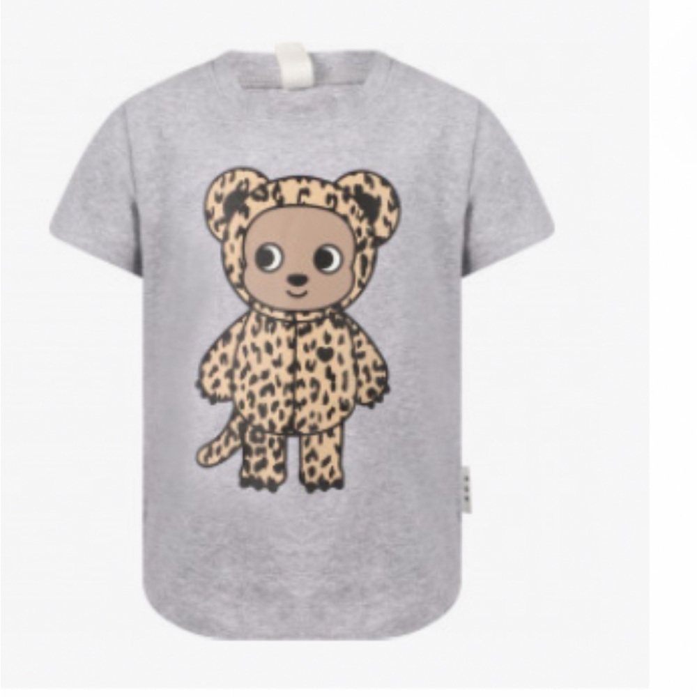 HUXBABY Leopard Bear Organic T-Shirt in Grey